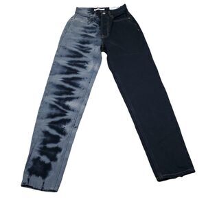 Pacsun Ultra High Rise Slim Jeans Two Tone Tie Dye Black Eco Women's Size 23